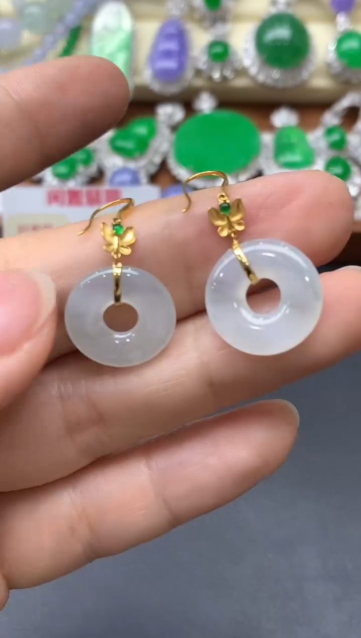 18K金镶嵌翡翠耳饰210-中国好珍宝