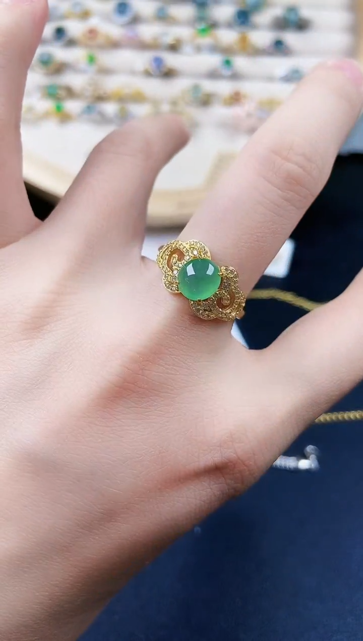 【闪购商品】翡翠银S925镶嵌戒指464645