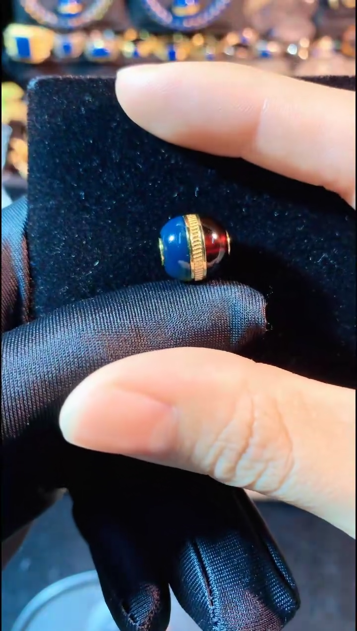 【闪购商品】琥珀珠宝奇石未镶嵌12MM红蓝珀汉堡珠