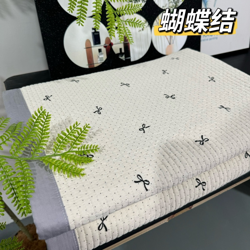【斑斓】法式高端莫代尔床盖单双人家用绗缝床护垫可机洗防滑
