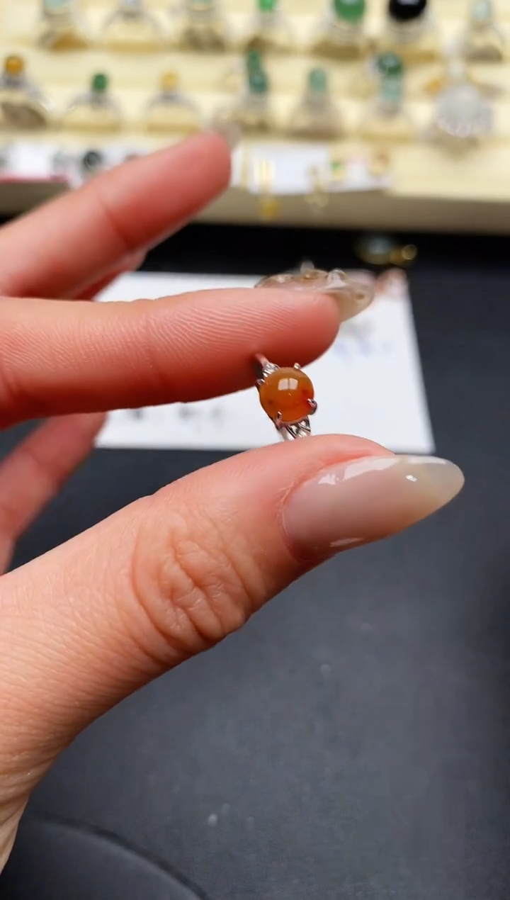 【闪购商品】翡翠戒指银S925镶嵌缅甸翡翠2   2+7