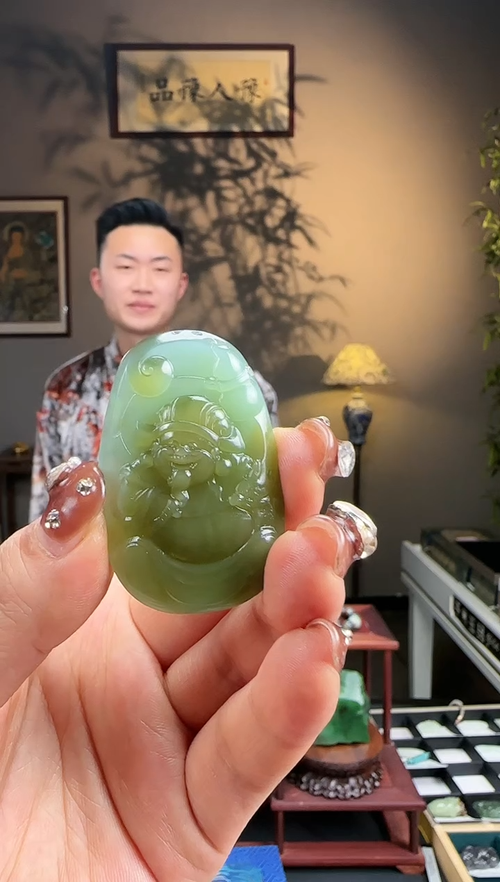 【闪购商品】和田玉吊坠未镶嵌碧玉财神h519