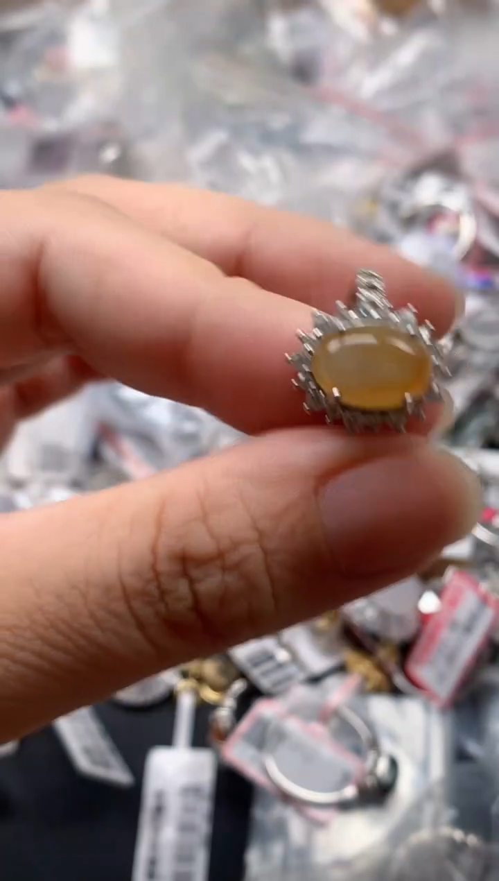 银S925镶嵌戒指翡翠天然A货缅甸翡翠