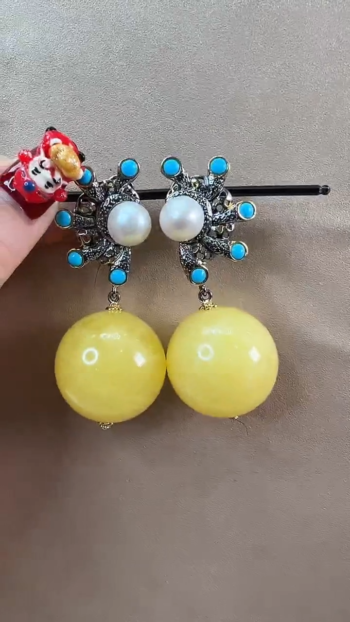 【闪购商品】琥珀耳饰未镶嵌耳环