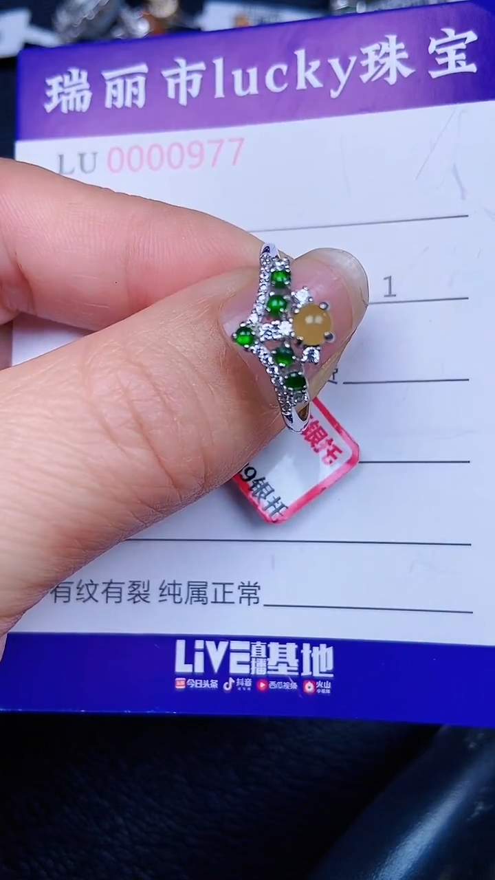 颈饰银S925镶嵌翡翠0977