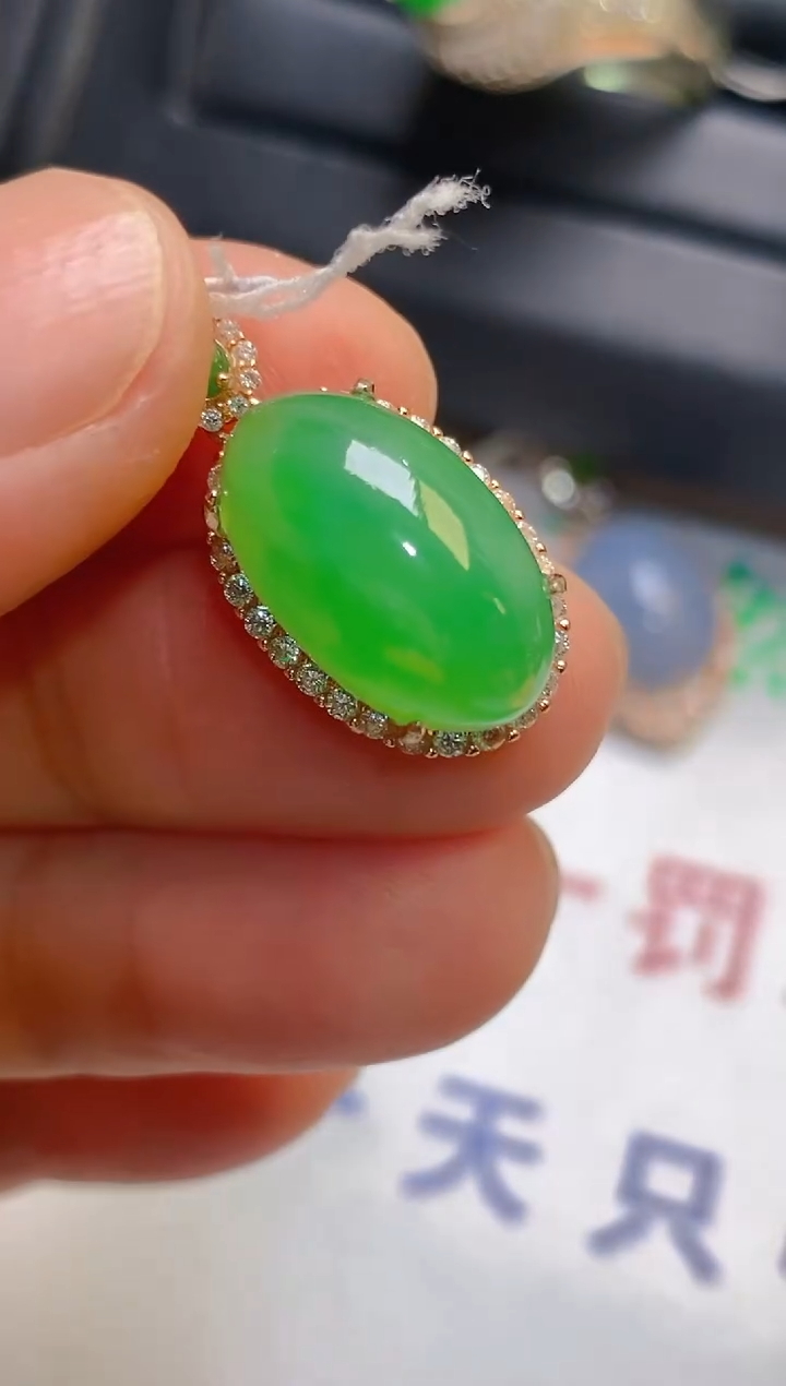 【闪购商品】翡翠耳饰银S925镶嵌天然A货翡翠1