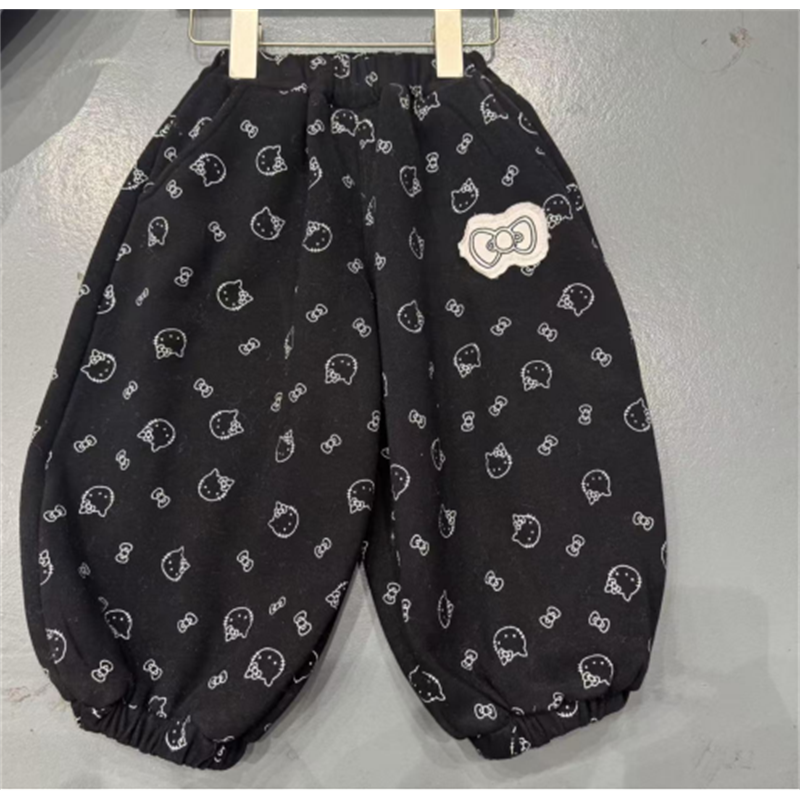 TF·25冬~蝴蝶结碎花休闲裤521801(童装汉服）黑色轻微粘毛介意慎拍