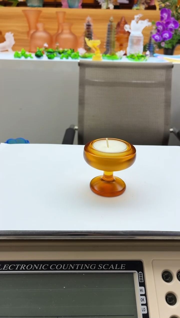 手工艺品琉璃琥珀色供水杯烛台