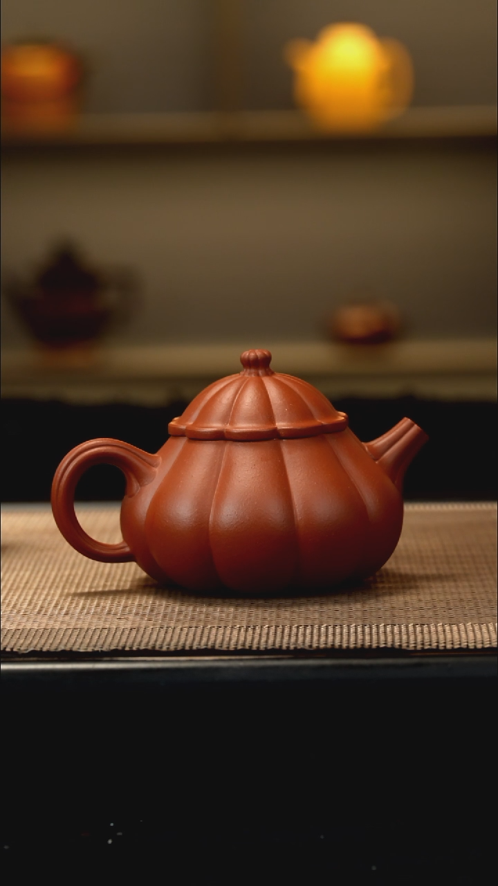 紫砂茶盏生砂朱泥筋纹文旦150CC