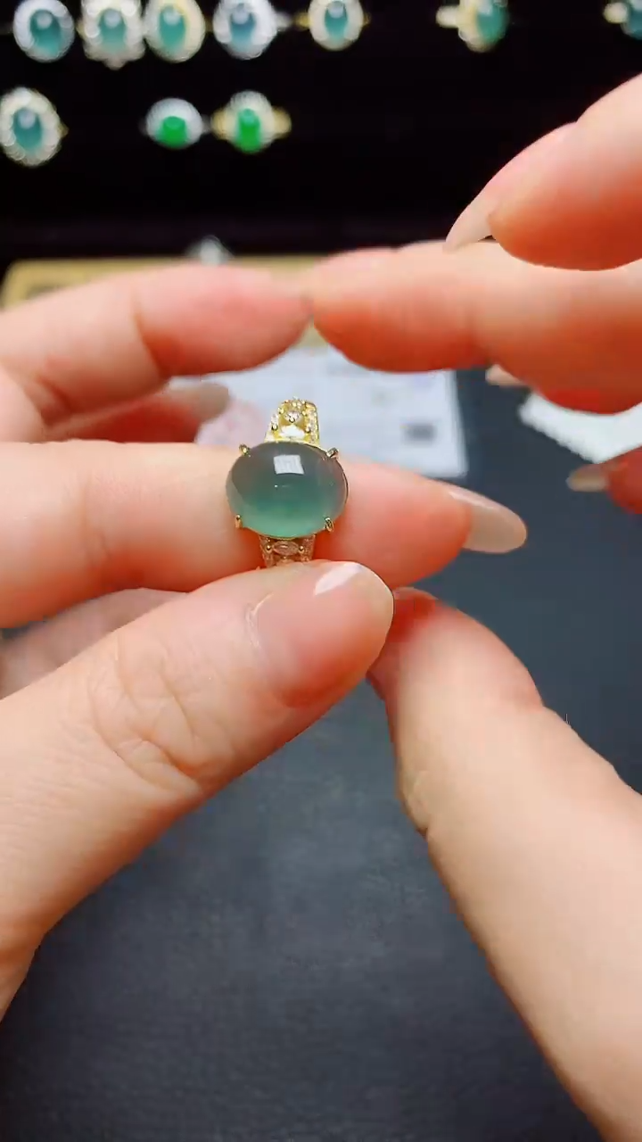 翡翠戒指银S925镶嵌天然翡翠A货s925银镶