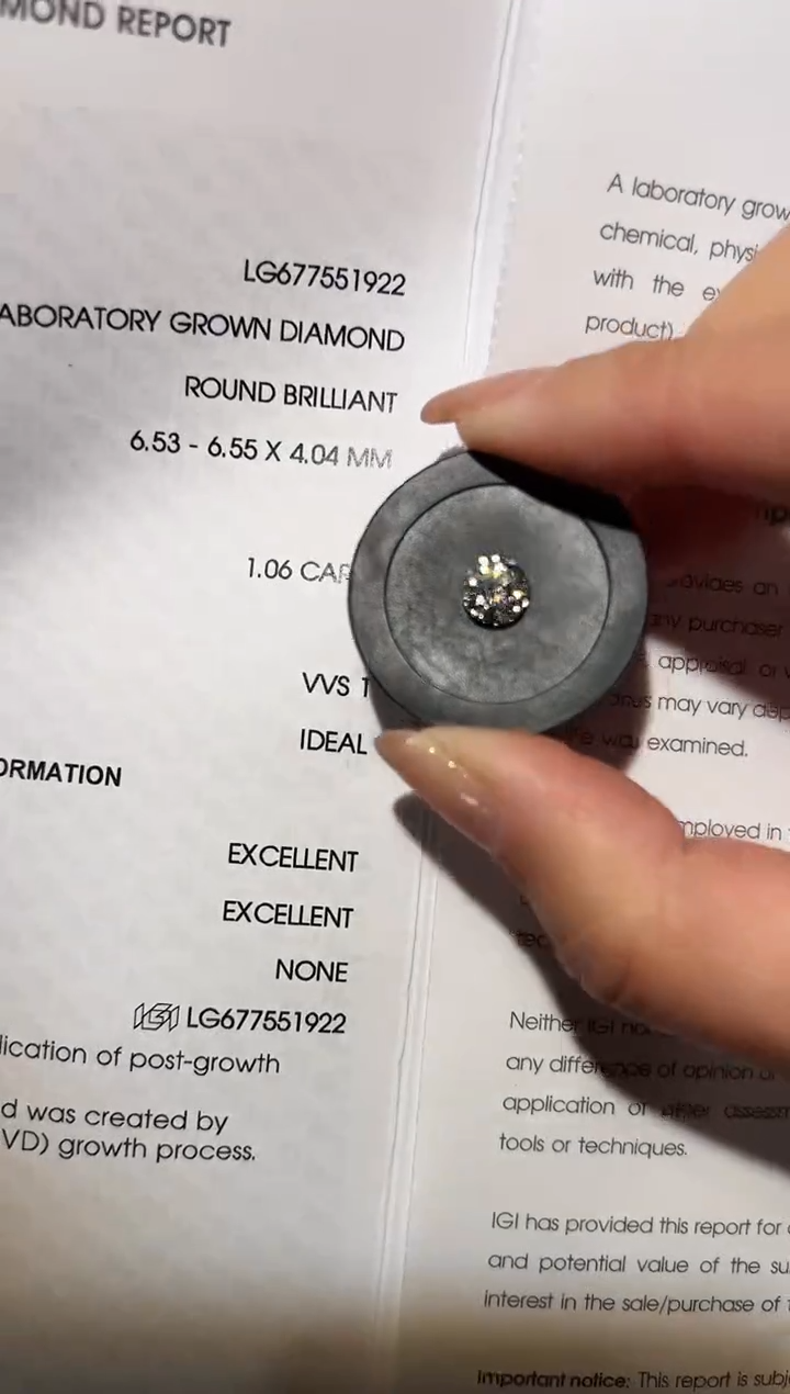 【闪购商品】实验室培育钻石裸石未镶嵌LG1922 1.06