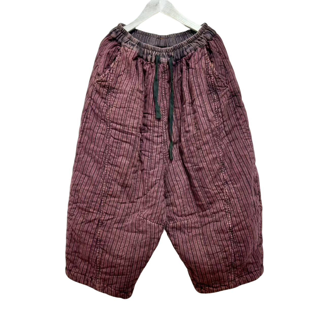 8309厚款保暖加厚拼接彩条纹棉裤（裤长80臀围135左右)