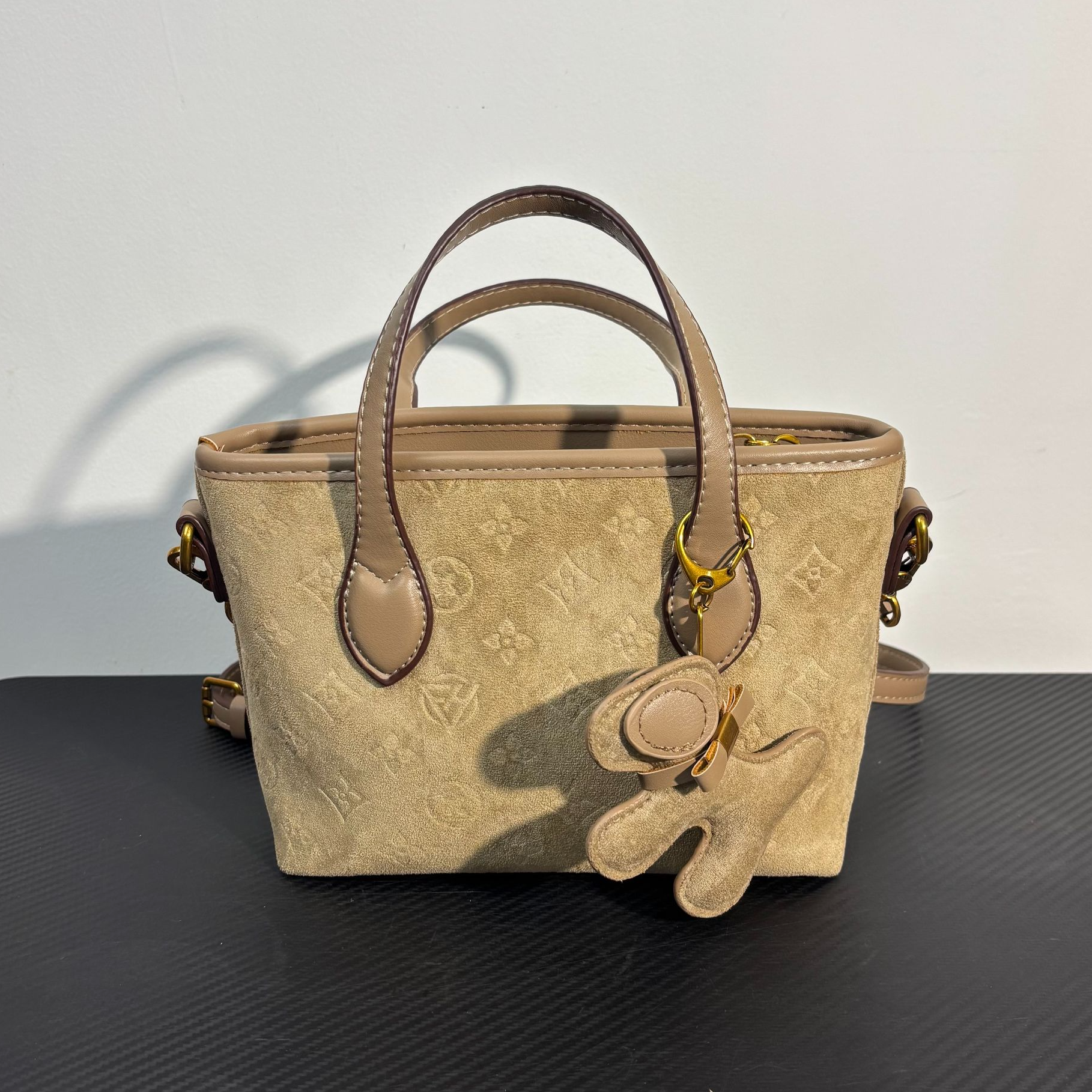 压花卡其大号经典菜篮子包【8043卡其】