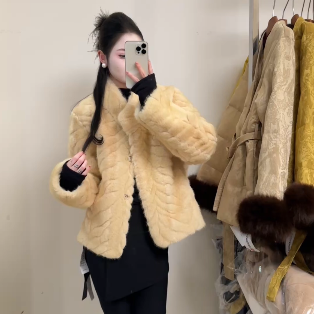 欧货冬季新款高级感金叶貂外套气质轻奢复古小众百搭休闲洋气网红