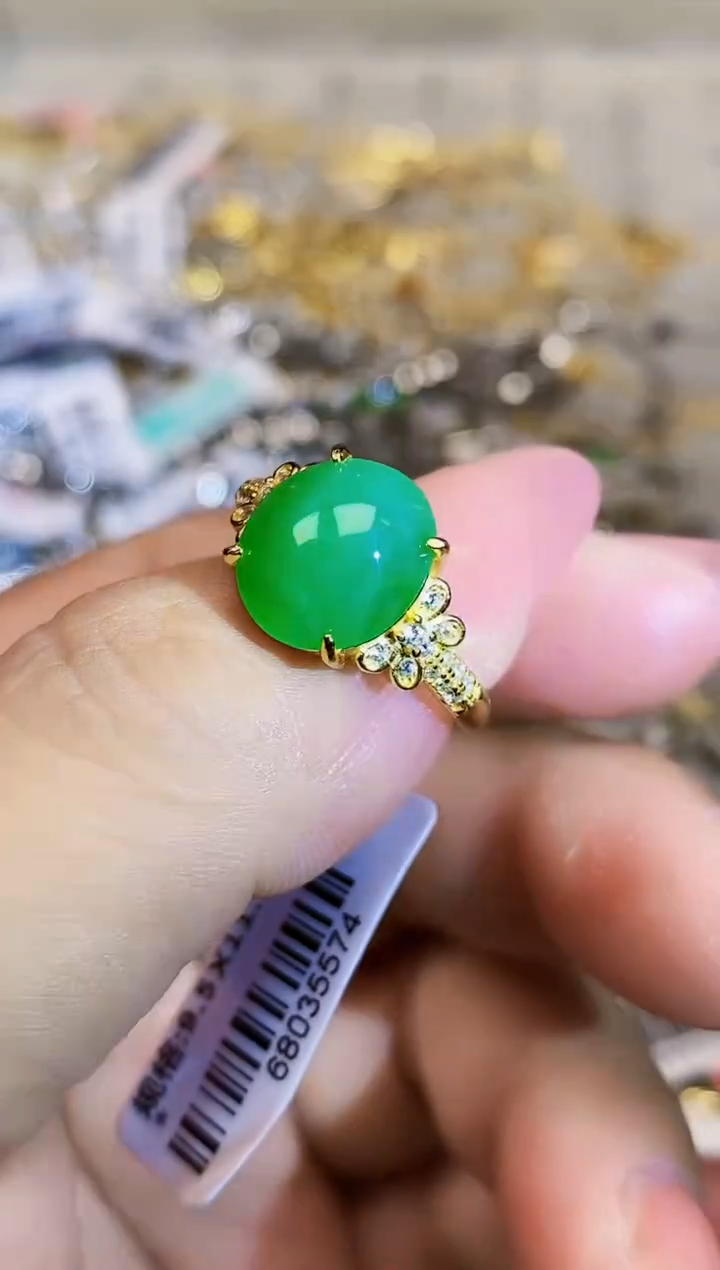 银S925镶嵌戒指翡翠2174