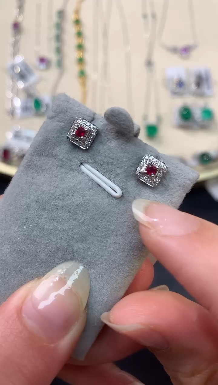 【闪购商品】红宝石耳饰18K金镶嵌A449|1480