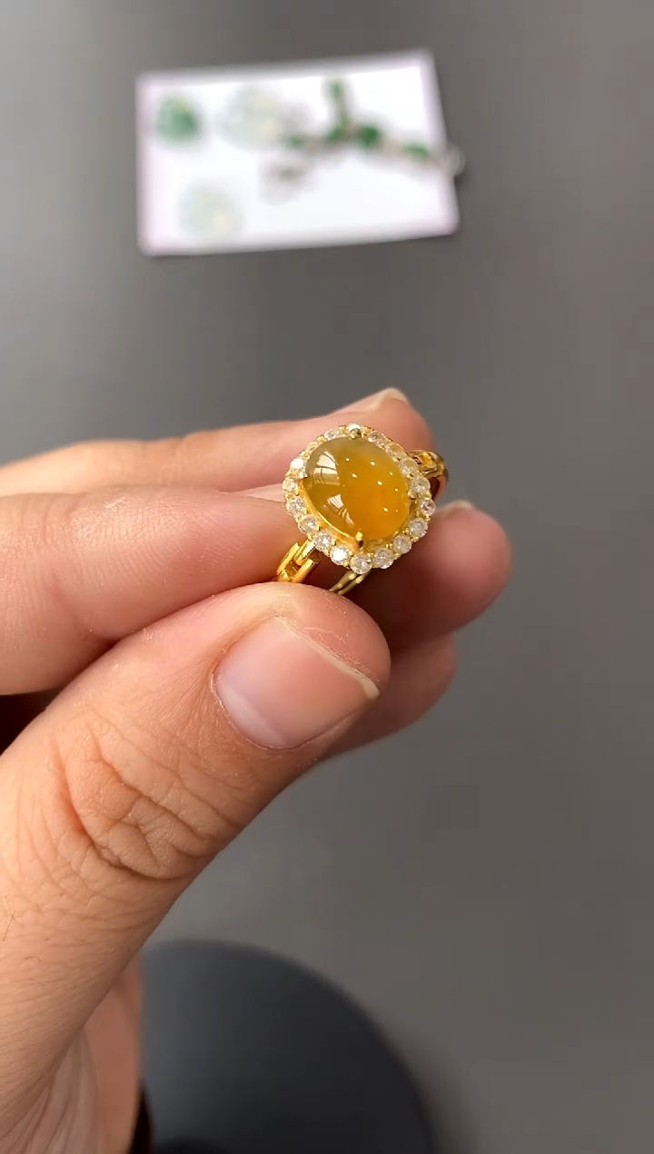 【闪购商品】翡翠戒指银S925镀金镶嵌买断价