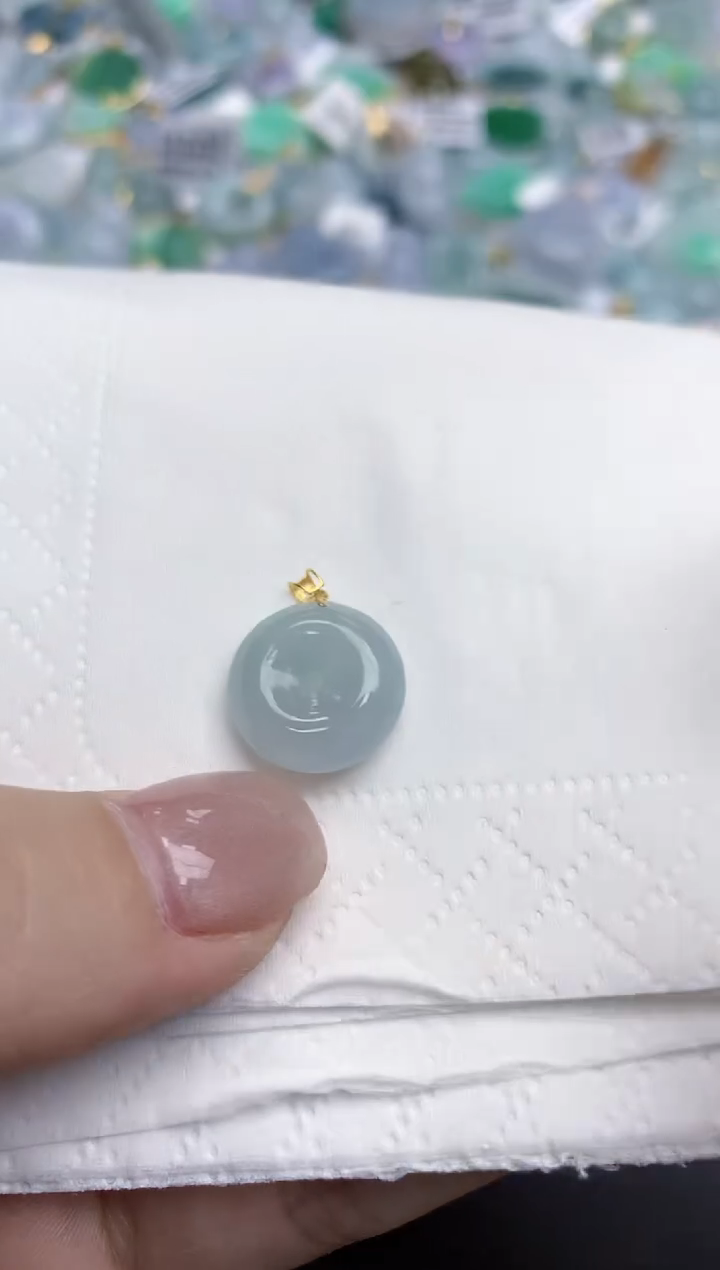 【闪购商品】翡翠颈饰18K金镶嵌天然缅甸翡翠A货