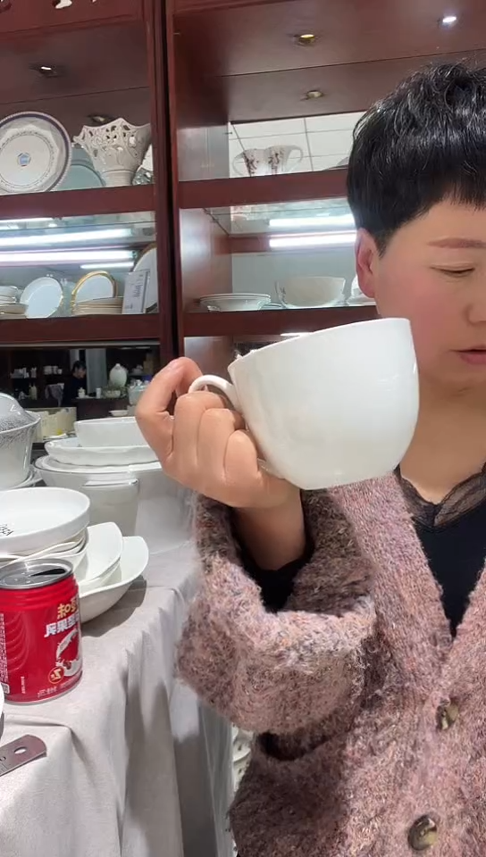 骨瓷白瓷大早餐杯2个