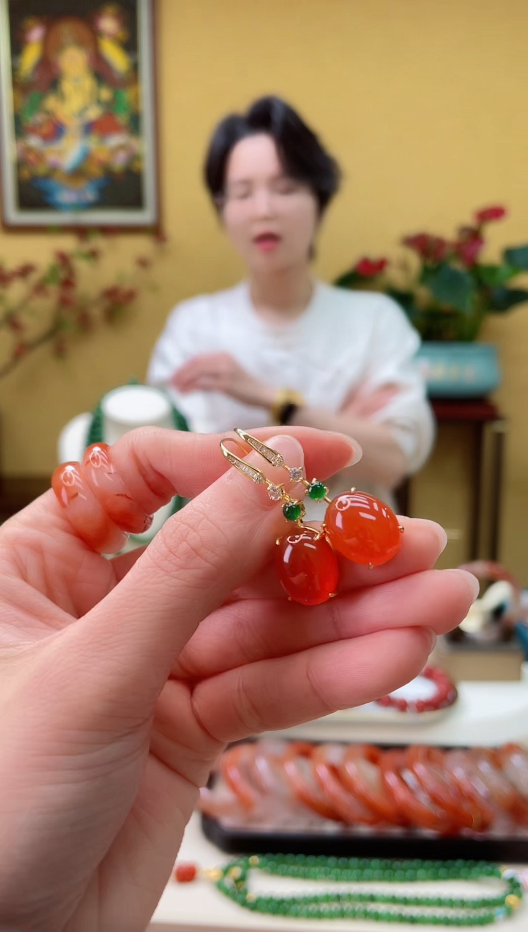 【闪购商品】南红玛瑙耳饰18K金镶嵌@@JH50217049