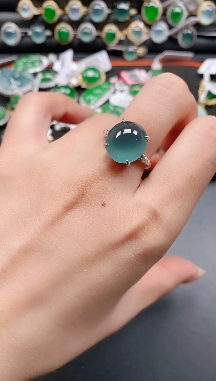 银S925镶嵌戒指翡翠11