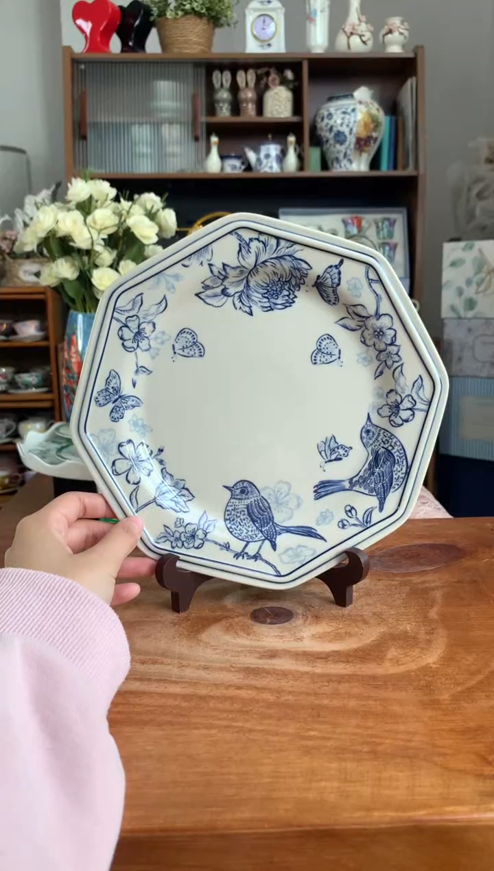 陶瓷【新品体验】青鸟八角盘