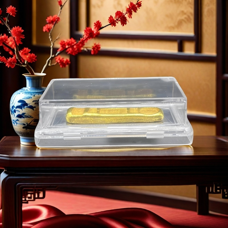 长条金色小黄鱼实心9999 大袁头 水晶礼盒包装G050