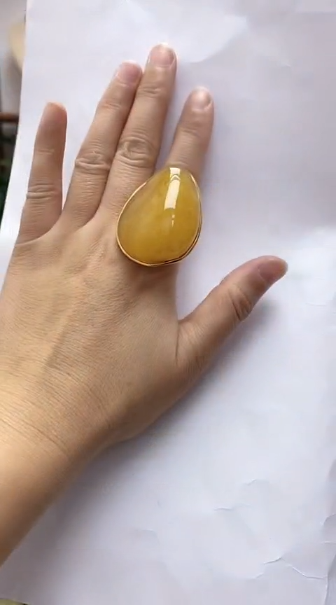 【闪购商品】琥珀裸石银S925镶嵌蜜蜡戒指