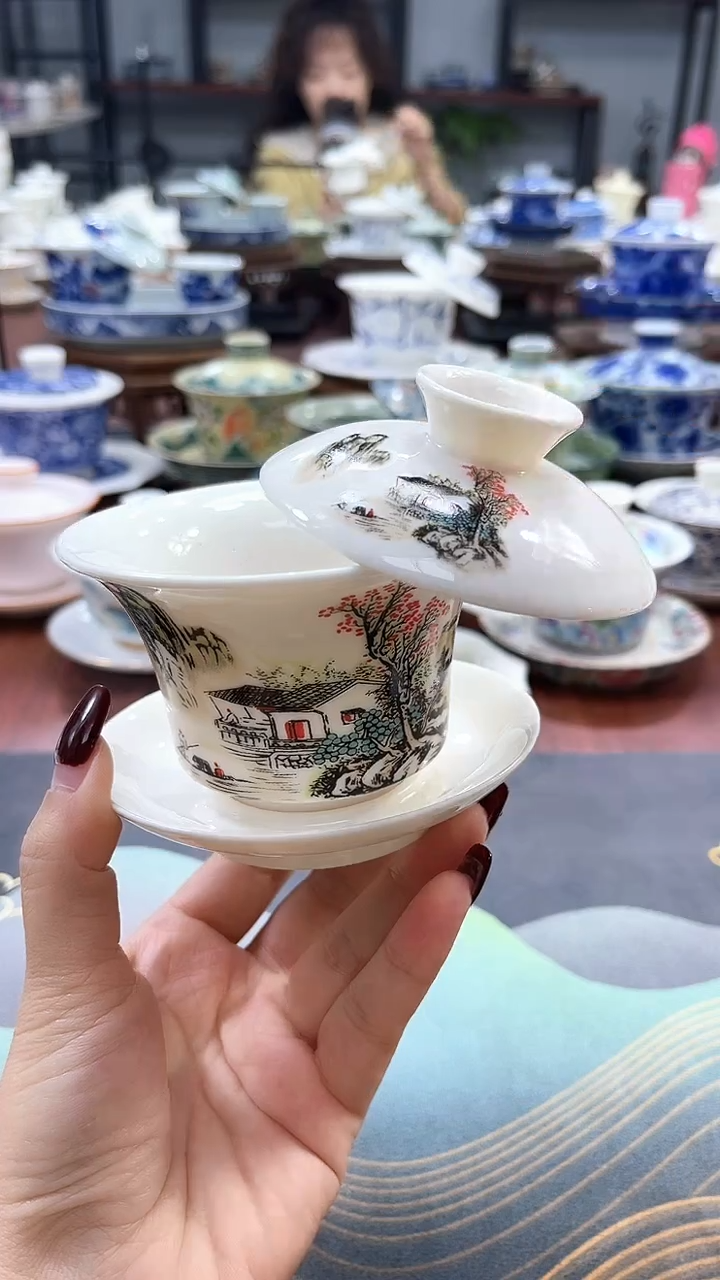 【闪购商品】小号仿古马蹄山里人家可悬不转盖碗