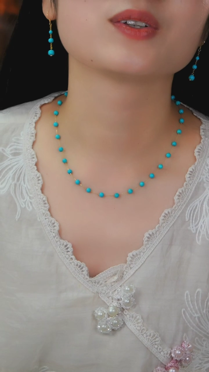 【闪购商品】绿松石项链18K金镶嵌发货一件