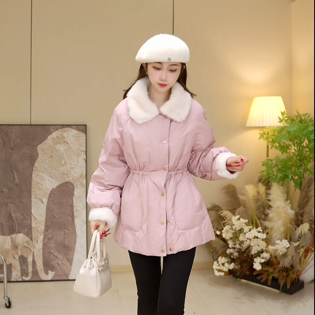 白鹅绒羽绒服女款25冬季潮流加厚外套韩版 宽松时尚 百搭短款