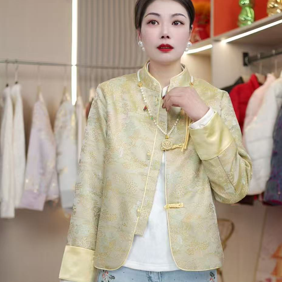 [春韵】新中式休闲百搭立领提花女短外套中国风长袖唐装春款女装