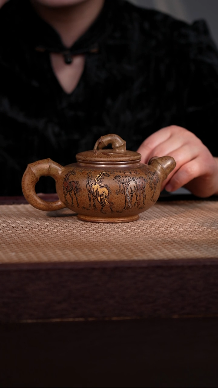 茶壶紫砂黄金砂柴烧 320cc