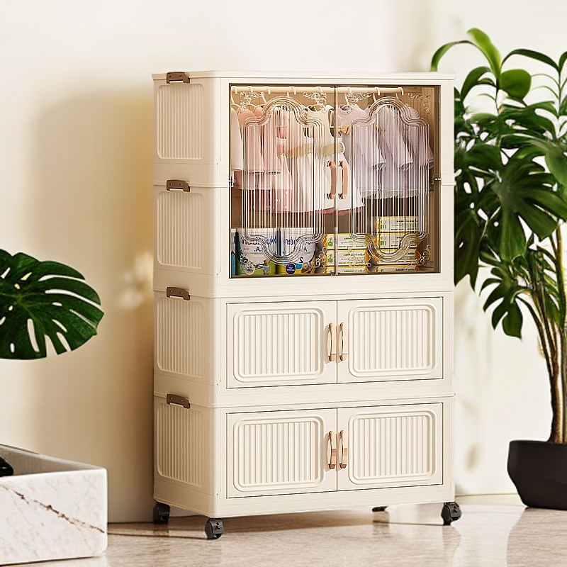 【超大号成人衣柜】76免安装收纳柜整理柜双开门储物柜落地