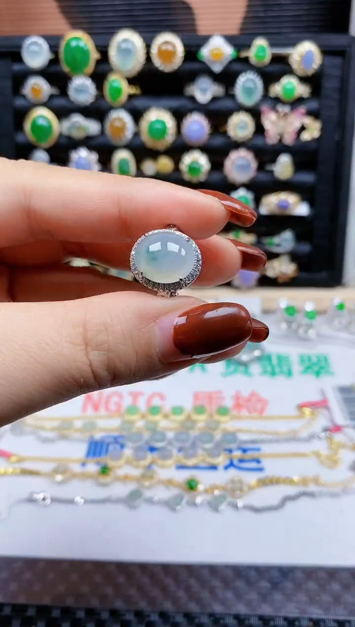 银S925镶嵌戒指翡翠210