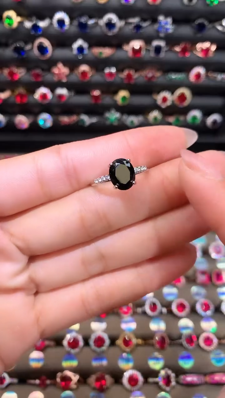 【闪购商品】蓝宝石戒指银S925镶嵌810山蓝