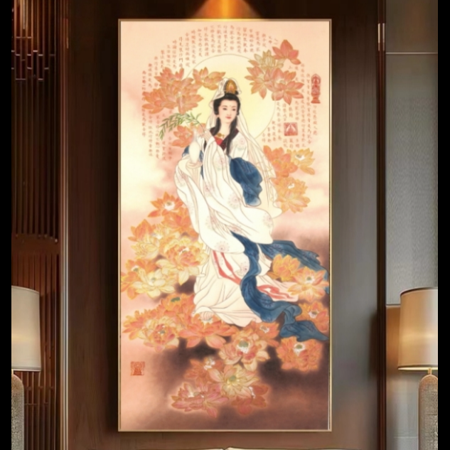 佛画传承《莲花杨柳观自在》小  