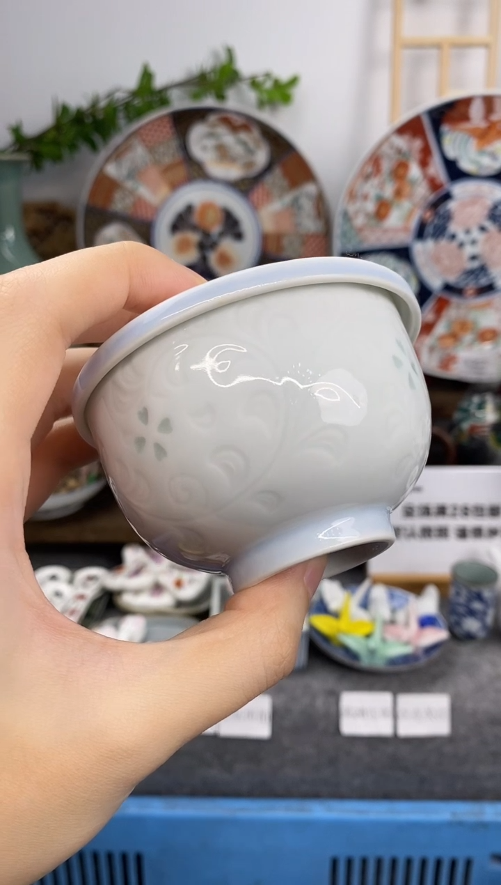 瓷片全玲珑瓷盖杯