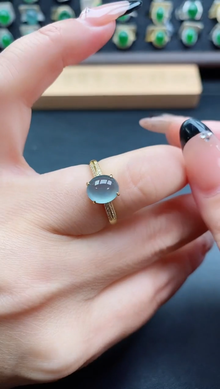 银S925镶嵌戒指翡翠1