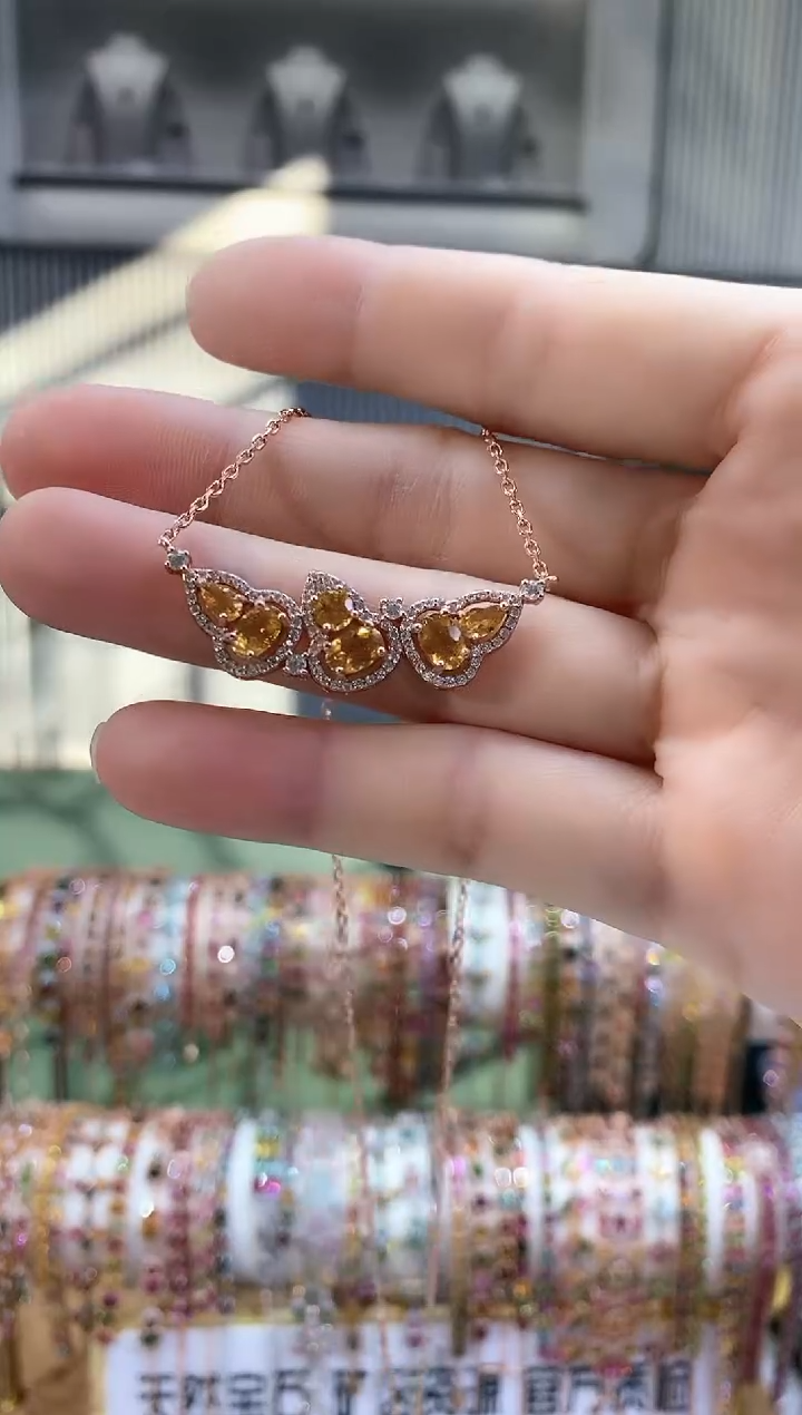 银S925镶嵌项链碧玺M**u5345435435435