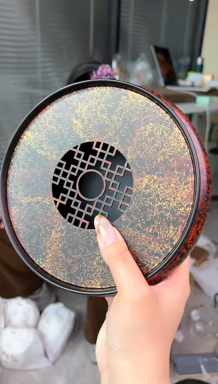 大漆 壶承  红金        