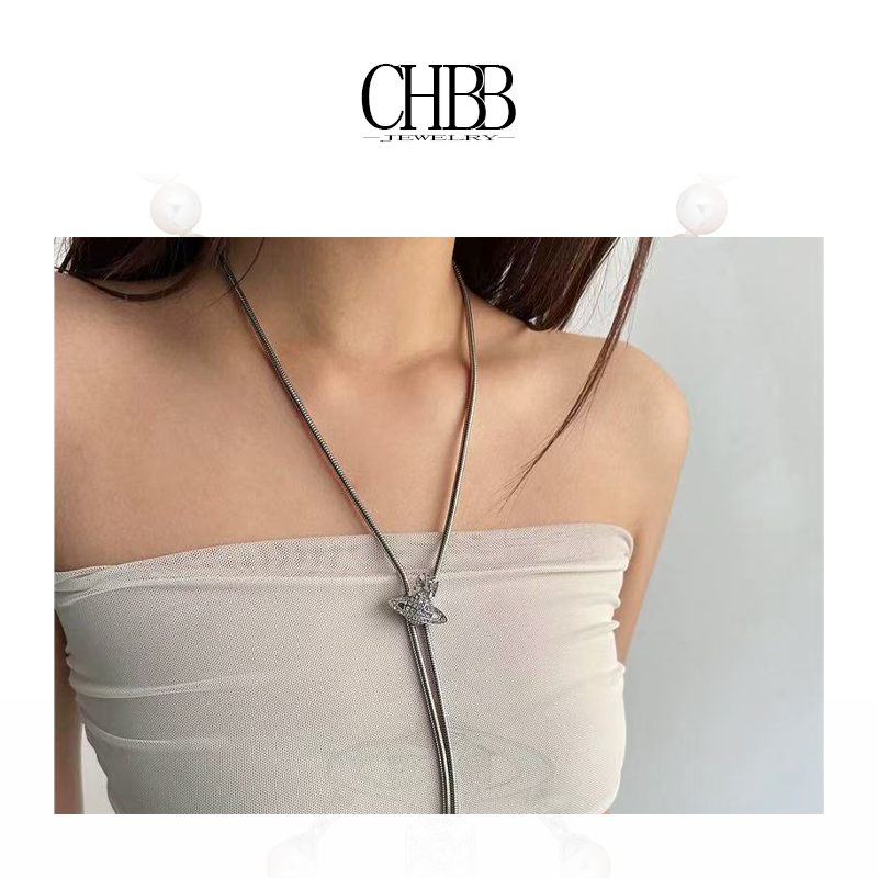 橙画 合金项链 浮雕土星拉长款