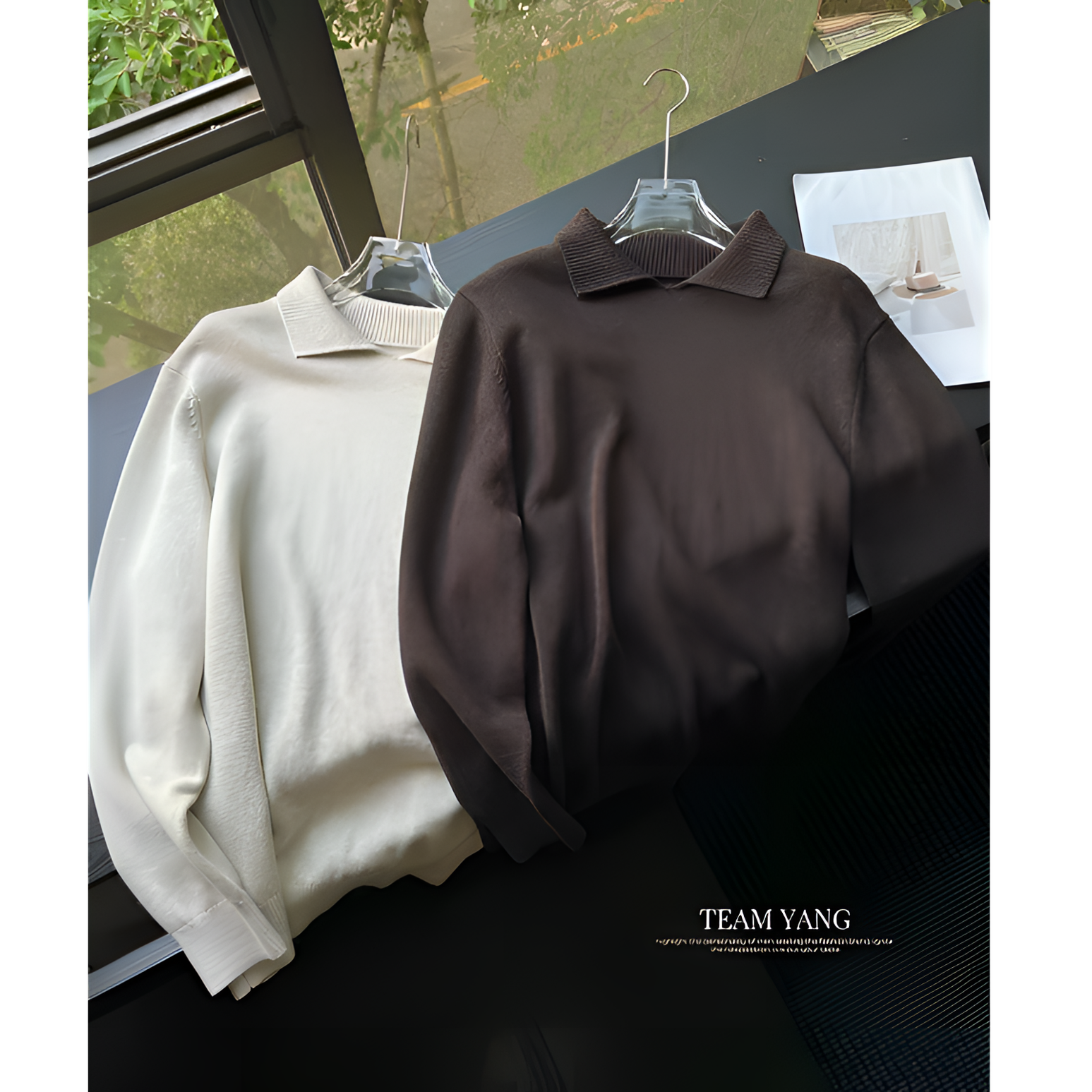 Team Yang-秋冬新品羊绒棉翻领毛衣极简宽松慵懒套头毛衣6094