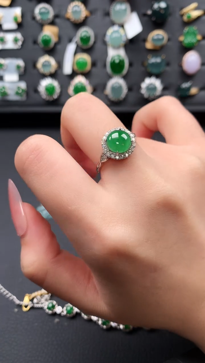 【闪购商品】翡翠戒指银S925镶嵌6341