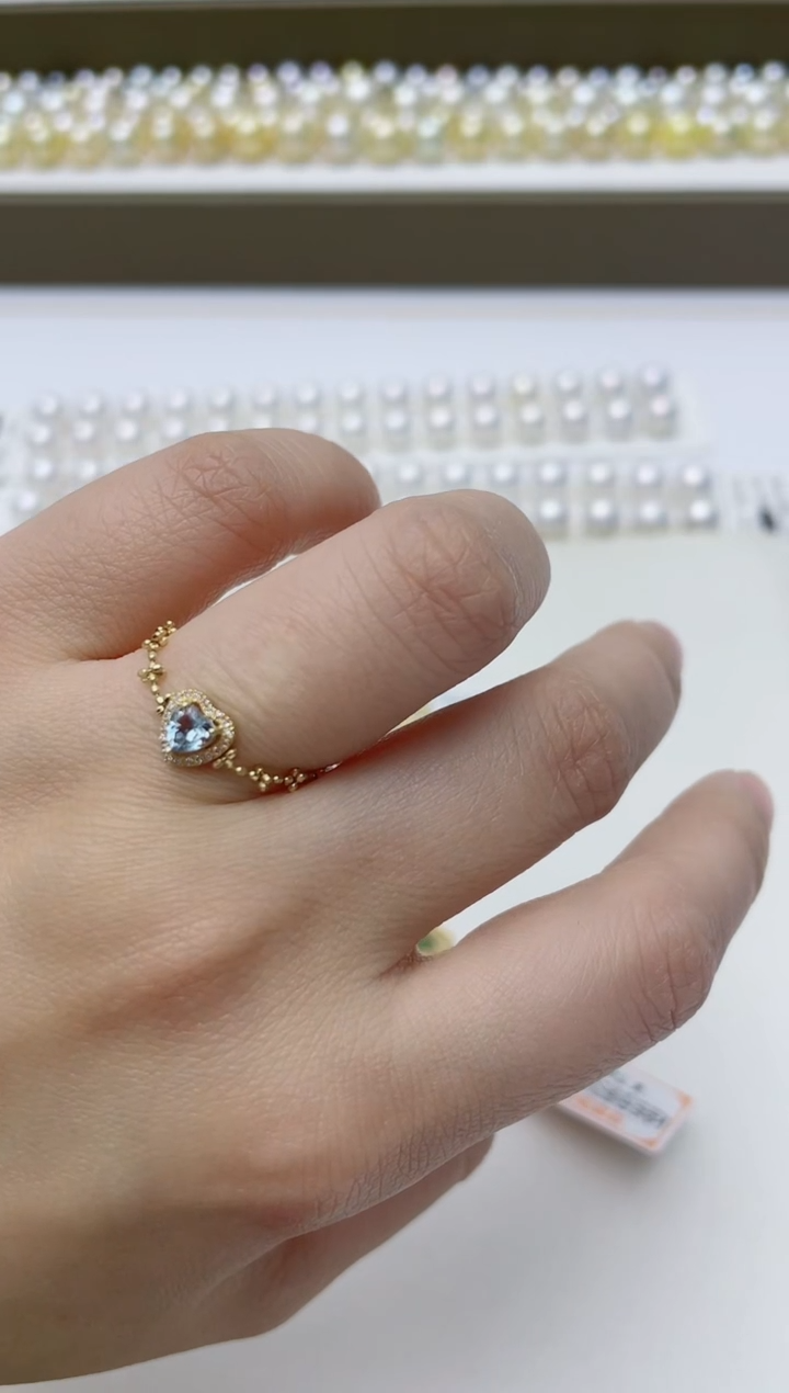 【闪购商品】海蓝宝石戒指18K金镶嵌A101