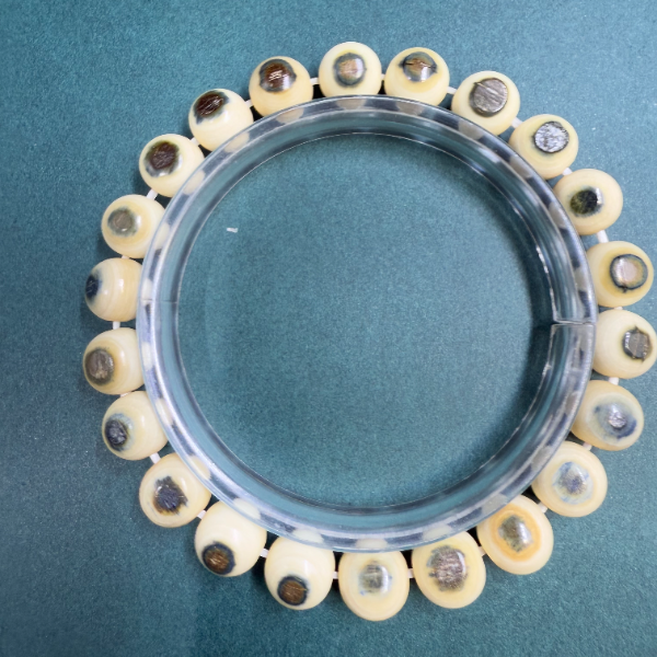 K3276天然猛犸牙蓝眼手串 支持鉴定 假一罚四