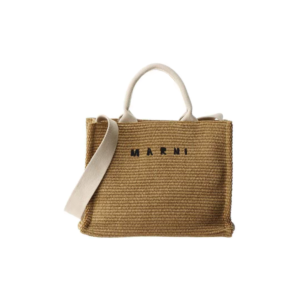 未使用 MARNI 刺绣字母编织托特单肩斜挎手提包