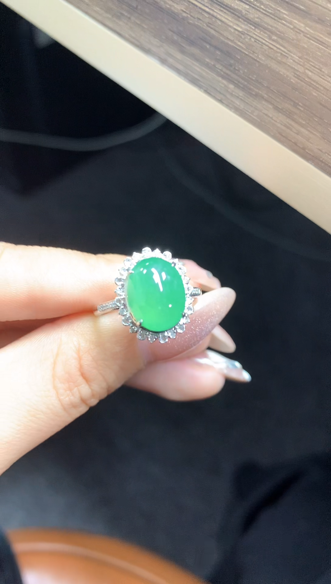 【闪购商品】翡翠戒指18K金镶嵌戒指|7100+710