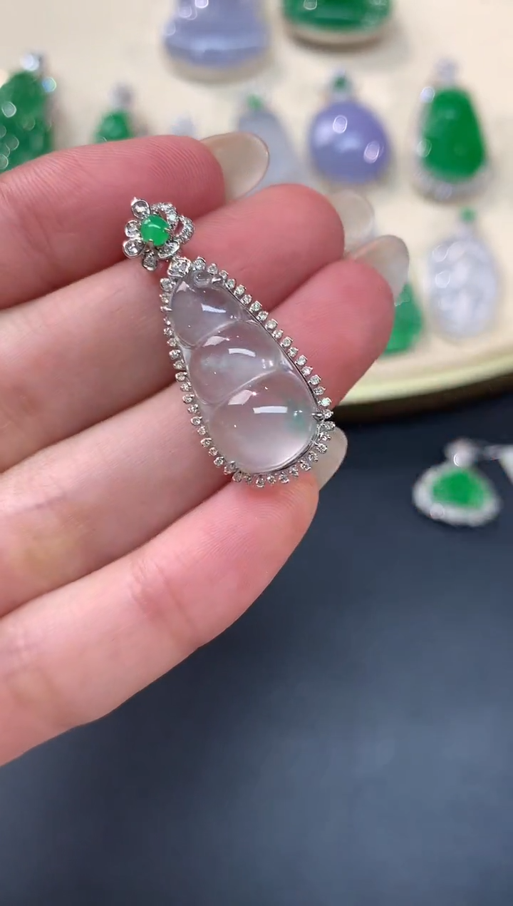 【闪购商品】翡翠吊坠(不含链)18K金镶嵌A180|6800