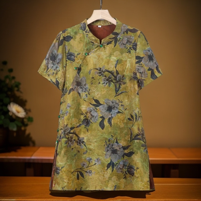 587【金姐专属】新款气质网红新中式复古重磅奥黛定制上衣